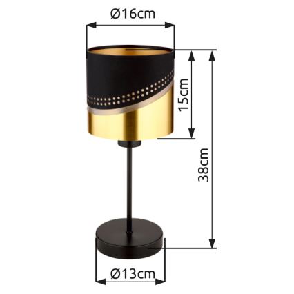 Globo - Stolní lampa 1xE27/40W/230V pr. 16 cm černá/zlatá
