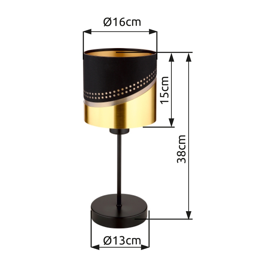 Globo - Stolní lampa 1xE27/40W/230V pr. 16 cm černá/zlatá