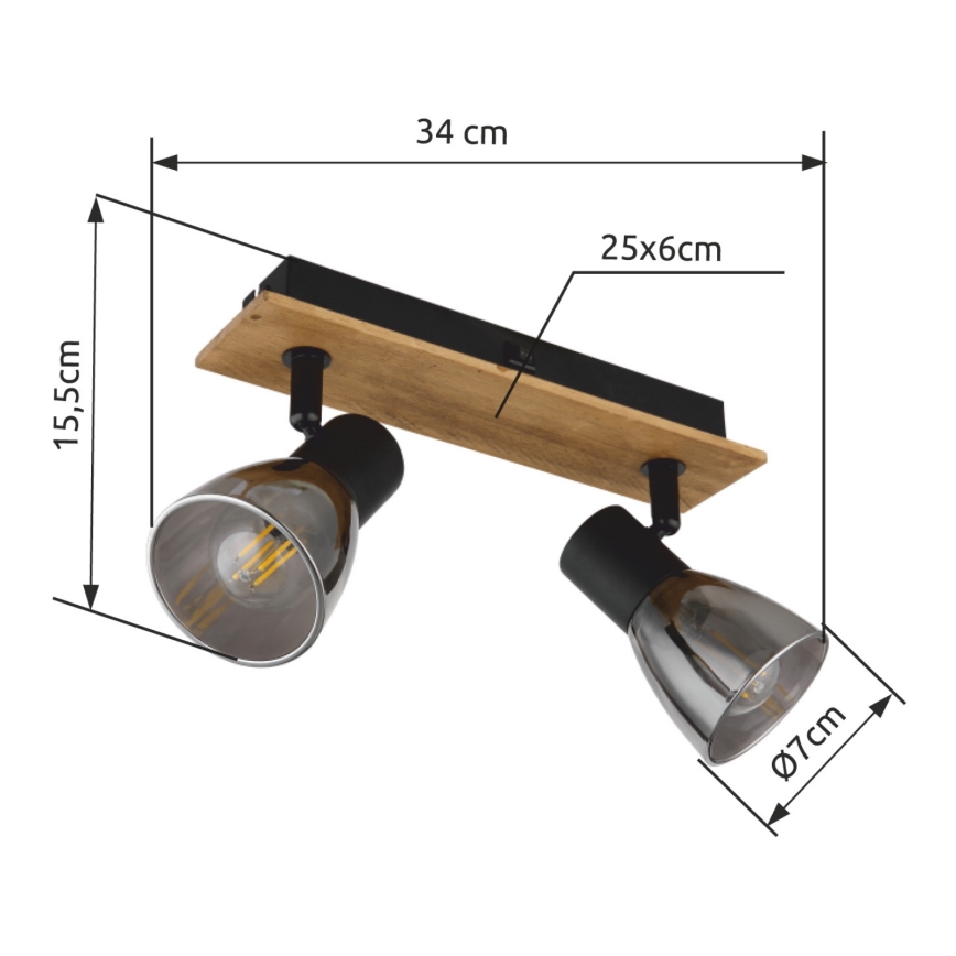 Globo - Nástěnné bodové svítidlo 2xE14/40W/230V černá/dřevo