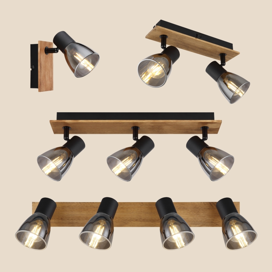 Globo - Nástěnné bodové svítidlo 2xE14/40W/230V černá/dřevo