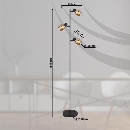 Globo - Stojací lampa 3xE14/40W/230V černá