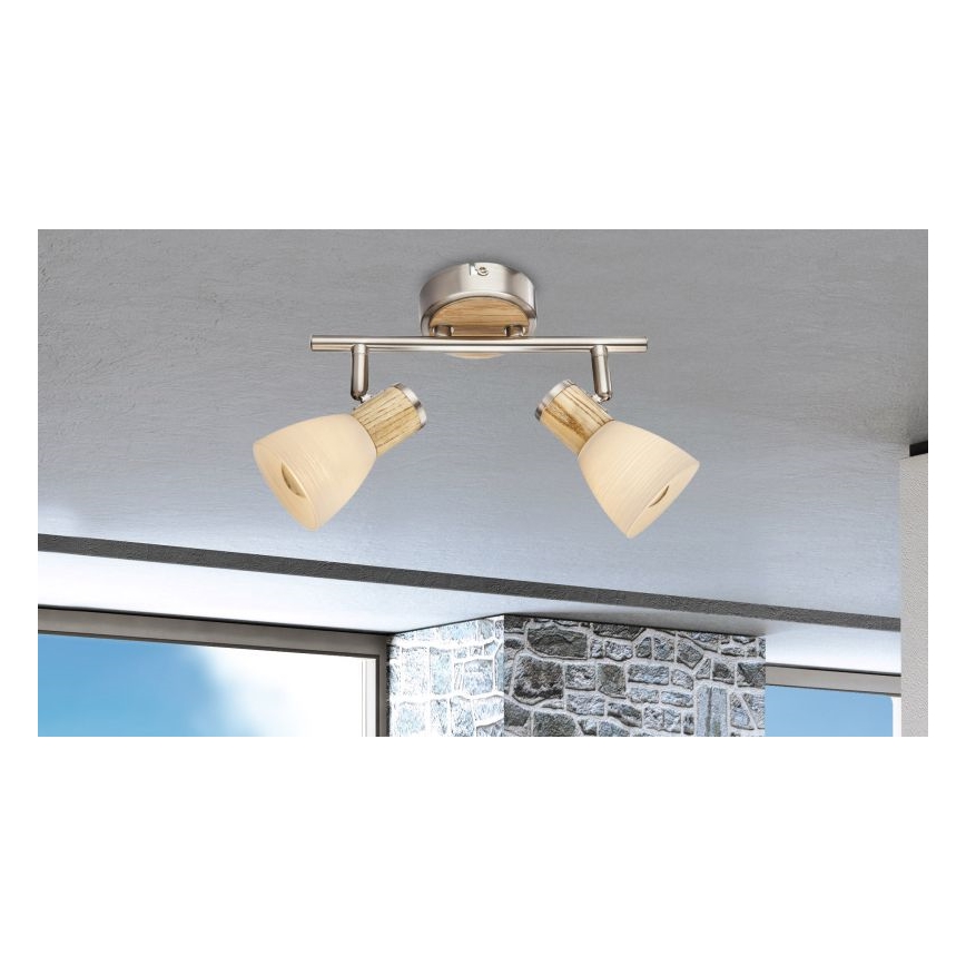 Globo - Bodové svítidlo 2xE14/40W/230V jasan