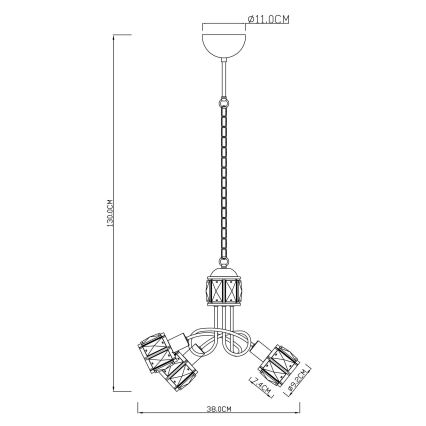 Globo 54356-3H - LED Lustr na řetězu KRIS 3xE14/40W/230V + LED/5W