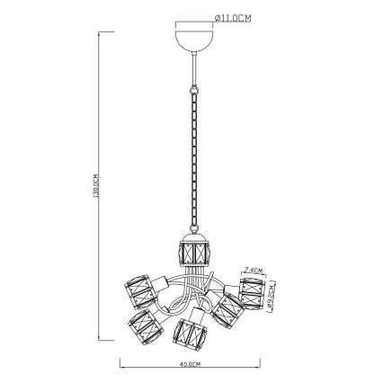 Globo 54356-5H - LED Lustr na řetězu KRIS 5xE14/40W/230V + LED/5W