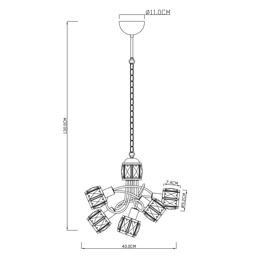Globo - LED Lustr na řetězu 5xE14/40W/230V + LED/5W
