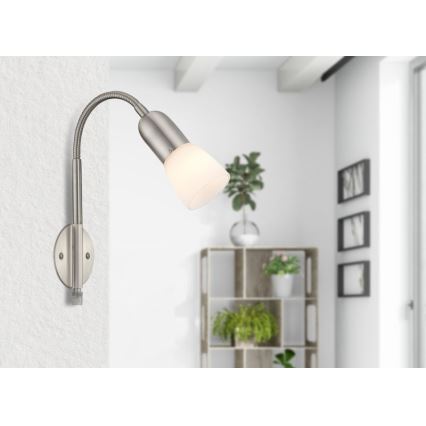 Globo - Flexibilní lampička 1xE14/40W/230V matný chrom