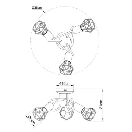 Globo 54802S-3D - Přisazený lustr XARA 3xE14/40W/230V