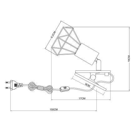 Globo - Nástěnná lampa s klipem 1xE14/40W/230V černá