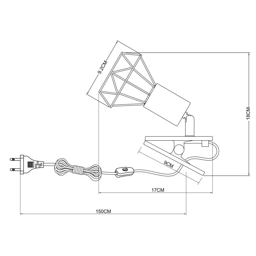 Globo - Nástěnná lampa s klipem 1xE14/40W/230V černá