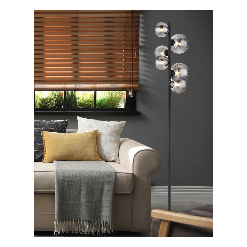 Globo - LED Stojací lampa 6xG9/3,5W/230V kouřová/černá