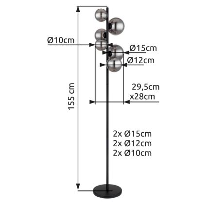 Globo - LED Stojací lampa 6xG9/3,5W/230V kouřová/černá