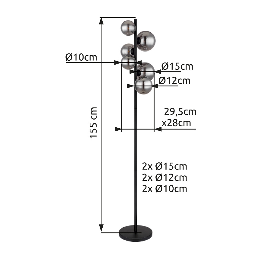 Globo - LED Stojací lampa 6xG9/3,5W/230V kouřová/černá
