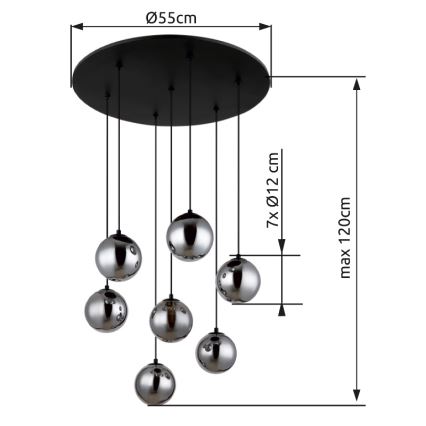 Globo - LED Lustr na lanku 7xG9/3,5W/230V kouřová/černá