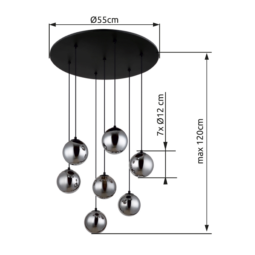Globo - LED Lustr na lanku 7xG9/3,5W/230V kouřová/černá