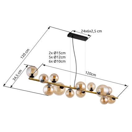 Globo - LED Lustr na lanku 13xG9/3,5W/230V kouřová/hnědá