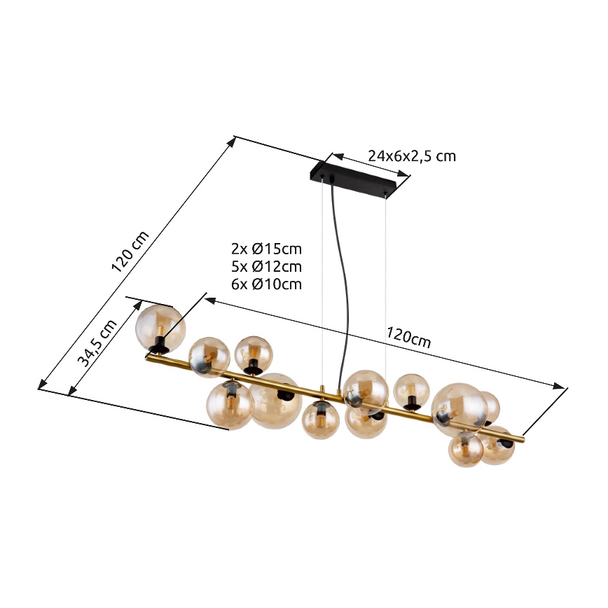Globo - LED Lustr na lanku 13xG9/3,5W/230V kouřová/hnědá