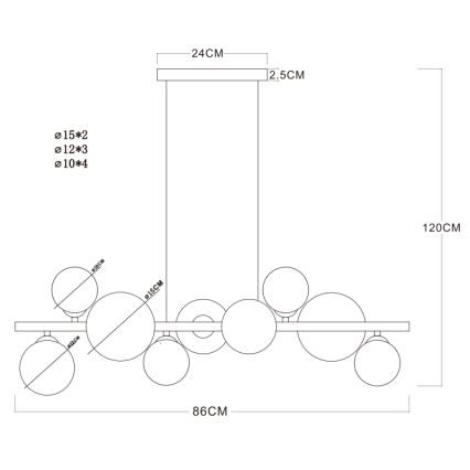 Globo - LED Lustr na lanku 9xG9/3W/230V mosaz