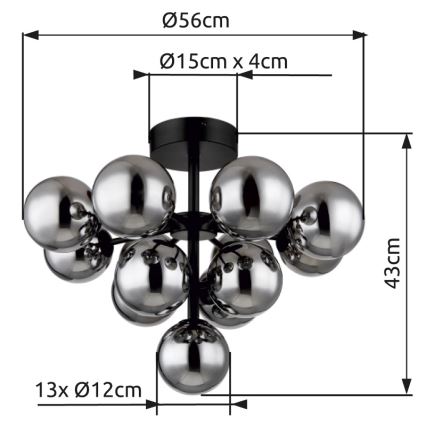 Globo - Přisazený lustr 13xG9/5W/230V pr. 56 cm černá