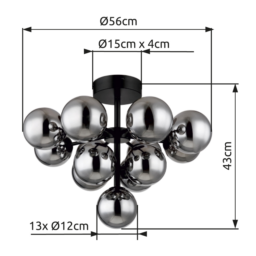 Globo - Přisazený lustr 13xG9/5W/230V pr. 56 cm černá
