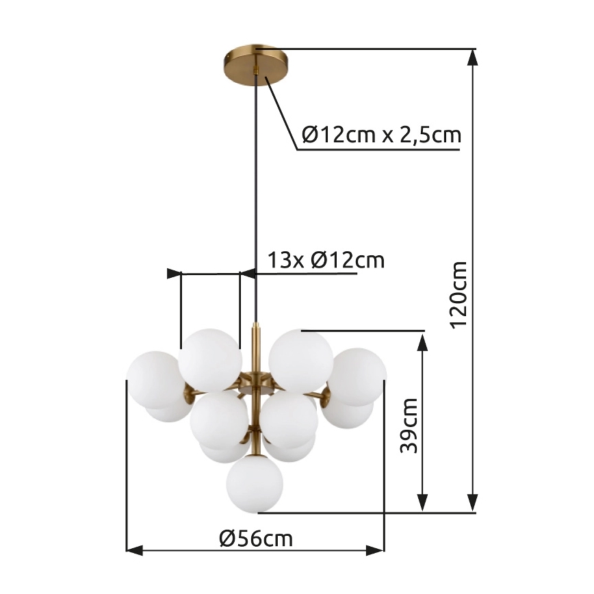Globo - Lustr na lanku 13xG9/5W/230V pr. 56 cm zlatá