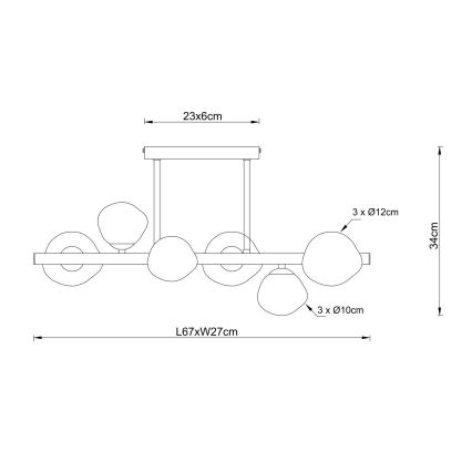 Globo - Stropní svítidlo 6xG9/5W/230V 27x67 cm