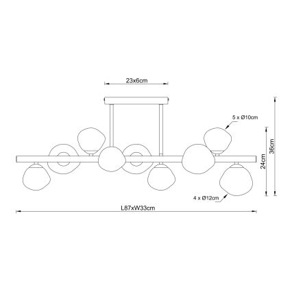 Globo - Lustr na tyči 9xG9/5W/230V 33x87 cm