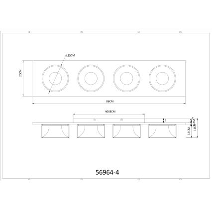 Globo - LED Stropní svítidlo LED/40W/230V 3000K 86x20 cm mosaz