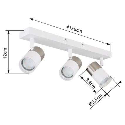 Globo - Bodové svítidlo 3xGU10/25W/230V bílá/matný chrom