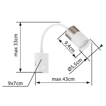 Globo - Nástěnné bodové svítidlo 1xGU10/25W/230V bílá/matný chrom