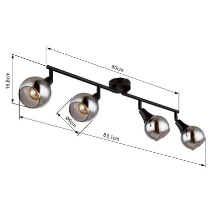 Globo - Bodové svítidlo 4xE14/40W/230V černá