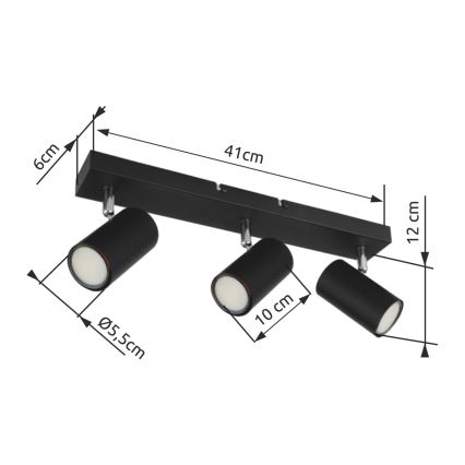 Globo - Bodové svítidlo 3xGU10/35W/230V černá