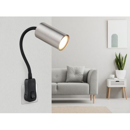 Globo - Nástěnné bodové svítidlo do zásuvky 1xGU10/35W/230V matný chrom
