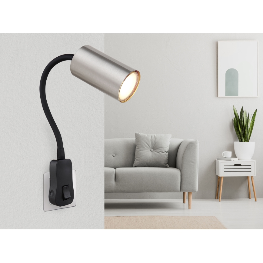 Globo - Nástěnné bodové svítidlo do zásuvky 1xGU10/35W/230V matný chrom