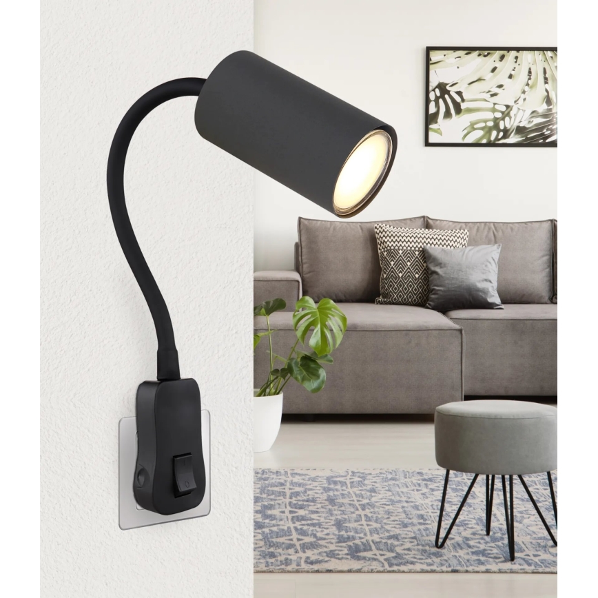 Globo - Nástěnné bodové svítidlo do zásuvky 1xGU10/35W/230V černá