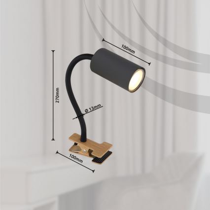 Globo - Flexibilní lampa s klipem 1xGU10/25W/230V šedá/hnědá