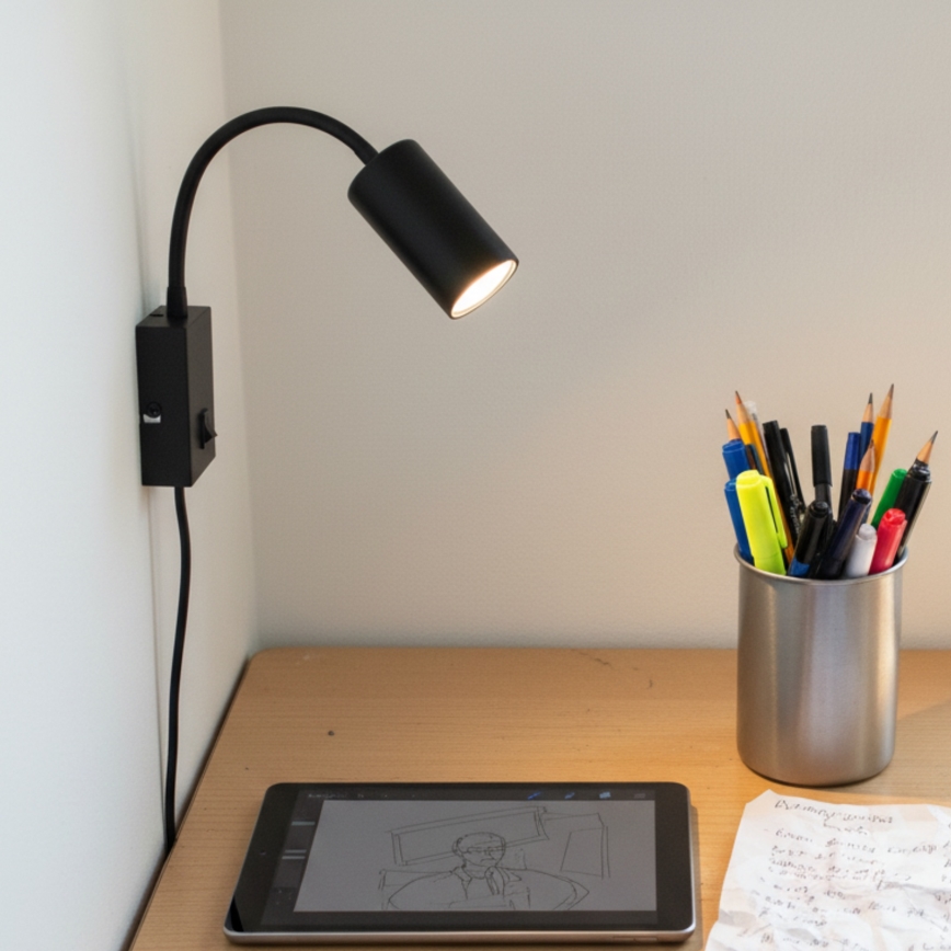 Globo - Flexibilní nástěnná lampa 1xGU10/25W/230V černá