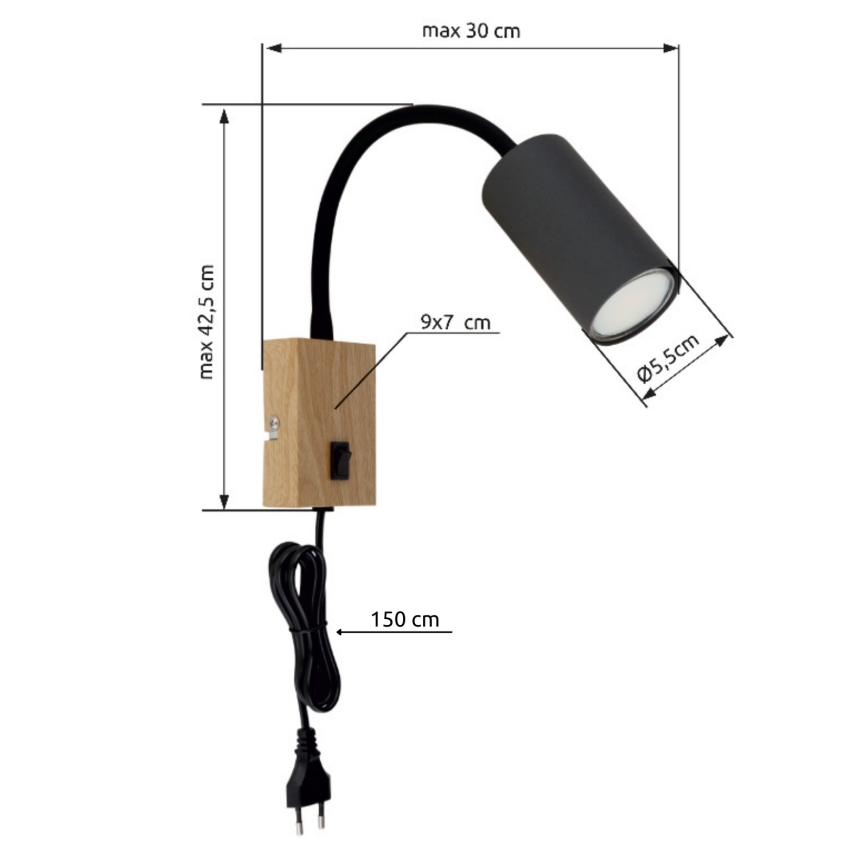 Globo - Flexibilní nástěnná lampa 1xGU10/25W/230V šedá/hnědá