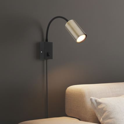 Globo - Flexibilní nástěnná lampa 1xGU10/25W/230V černá/mosaz
