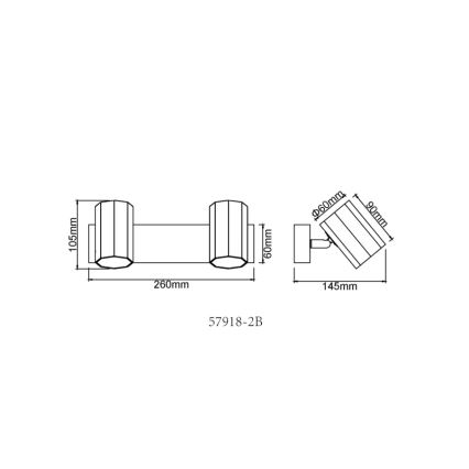 Globo - Bodové svítidlo 2xGU10/25W/230V černá