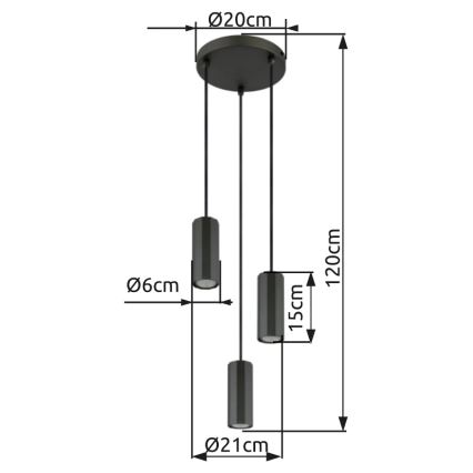 Globo - Lustr na lanku 3xGU10/25W/230V černá