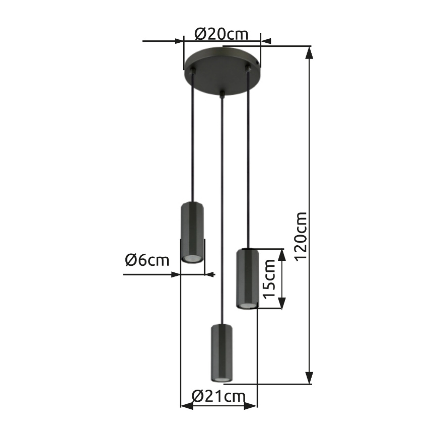 Globo - Lustr na lanku 3xGU10/25W/230V černá