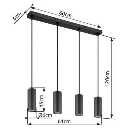 Globo - Lustr na lanku 4xGU10/25W/230V černá