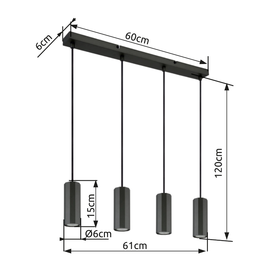 Globo - Lustr na lanku 4xGU10/25W/230V černá