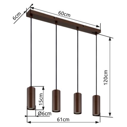 Globo - Lustr na lanku 4xGU10/25W/230V hnědá