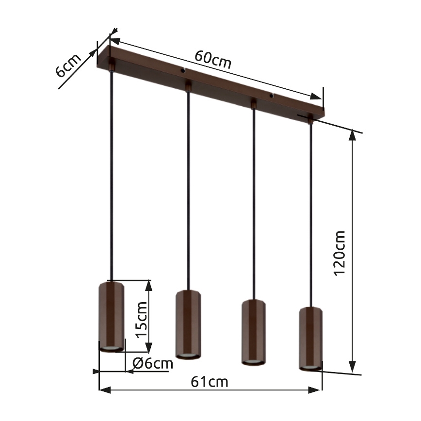 Globo - Lustr na lanku 4xGU10/25W/230V hnědá