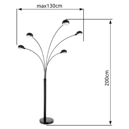 Globo - Stojací lampa 5xE14/40W/230V černá