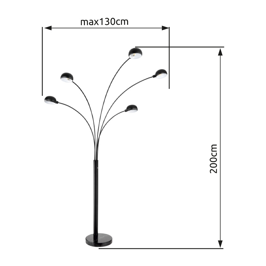 Globo - Stojací lampa 5xE14/40W/230V černá