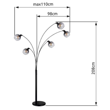 Globo - Stojací lampa 5xE27/40W/230V kouřová