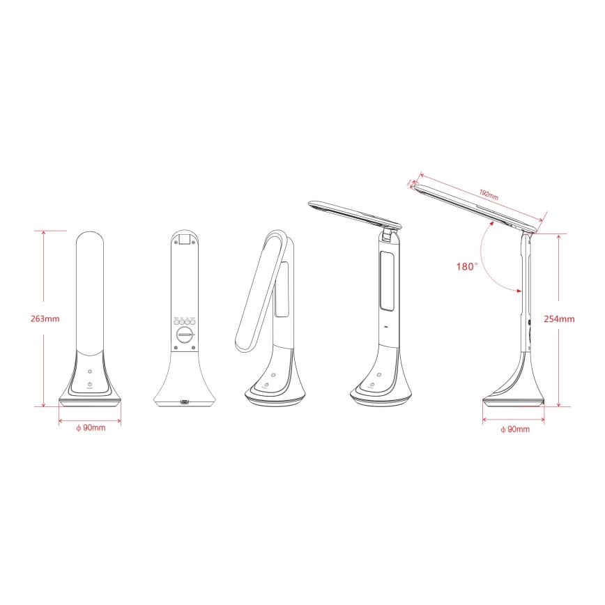 Globo - LED Stmívatelná nabíjecí stolní lampa s displejem LED/4W/230V 2200 mAh černá