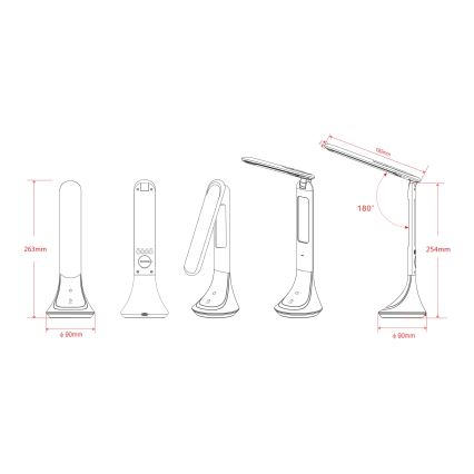 Globo - LED Stmívatelná nabíjecí stolní lampa s displejem LED/4W/230V 2200 mAh bílá